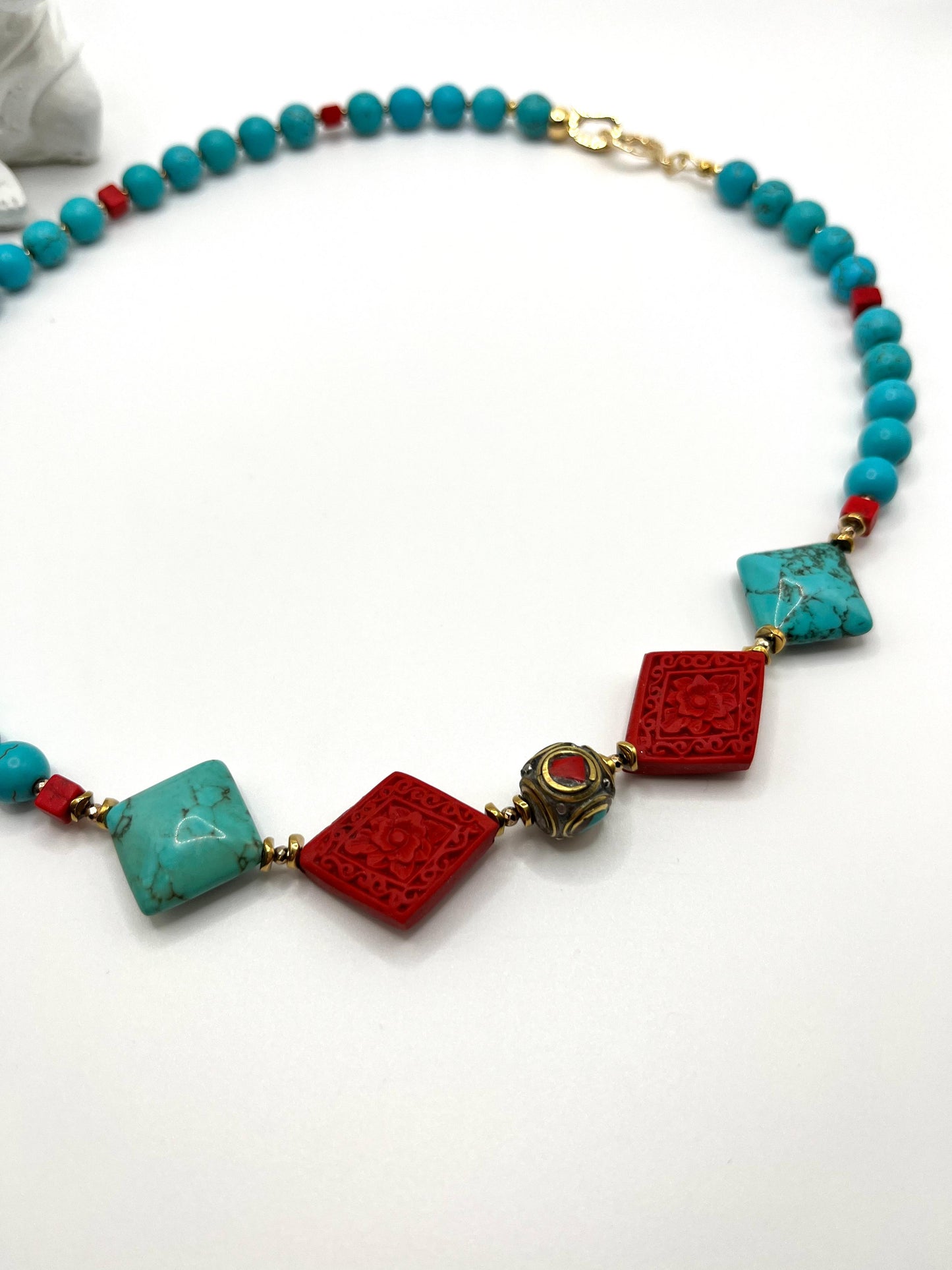 Schmuckset für den Sommer, Urlaub, Boho Style mit Howlith, 4-tlg.