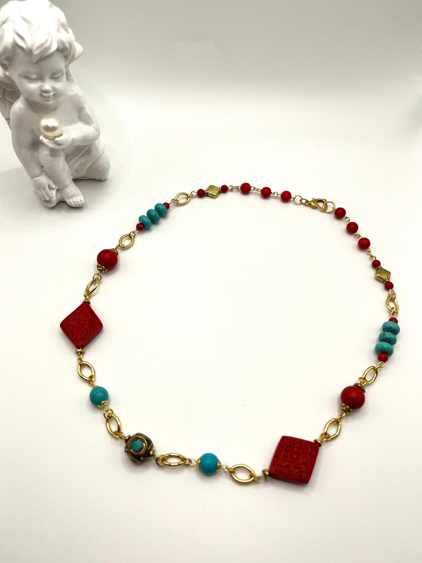 Schmuckset für den Sommer, Urlaub, Boho Style mit Howlith, 4-tlg.