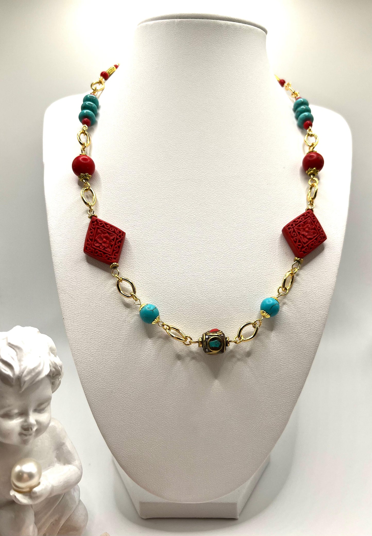 Schmuckset für den Sommer, Urlaub, Boho Style mit Howlith, 4-tlg.