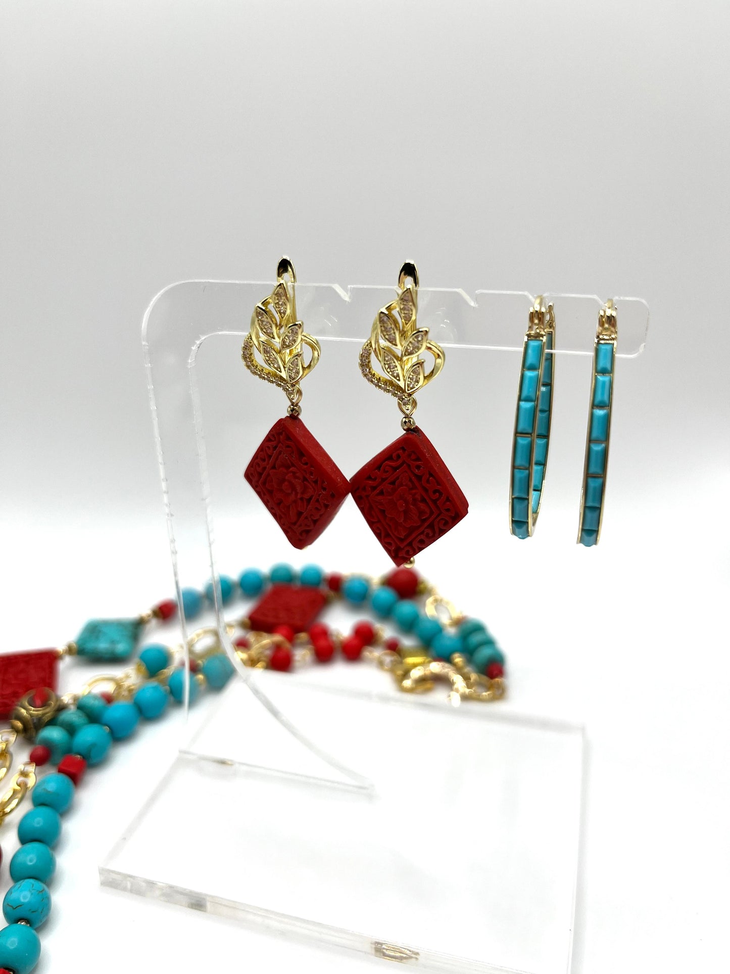 Schmuckset für den Sommer, Urlaub, Boho Style mit Howlith, 4-tlg.