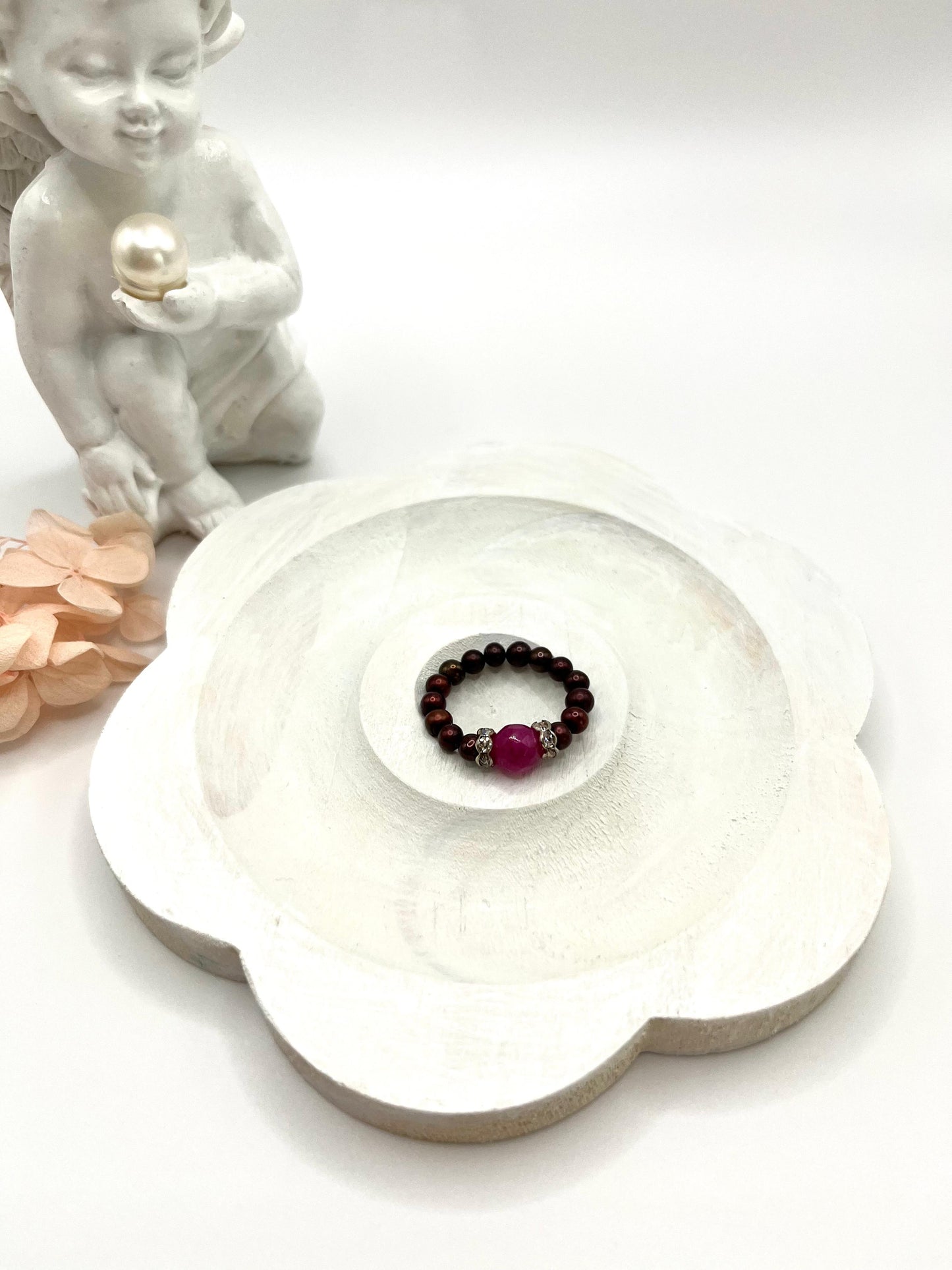 Perlenring mit rotem Turmalin