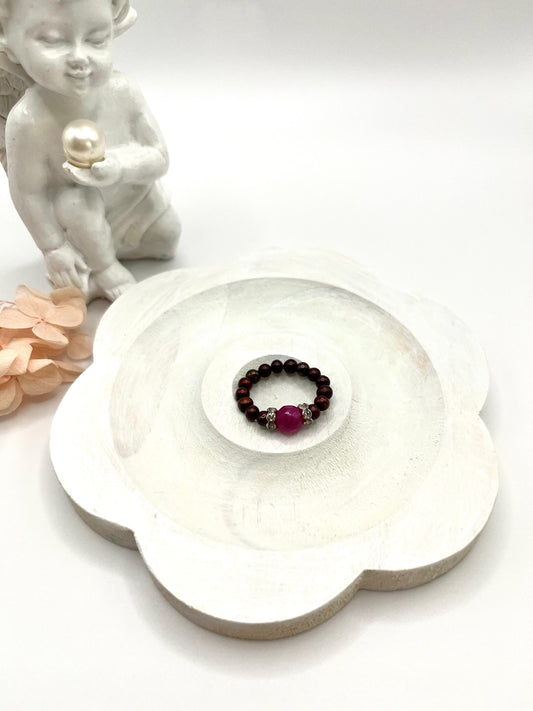 Perlenring mit rotem Turmalin