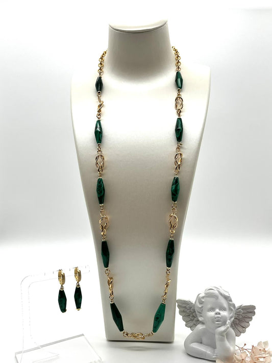 Eleganz in Grün – Schmuckset aus Malachit & Goldakzenten