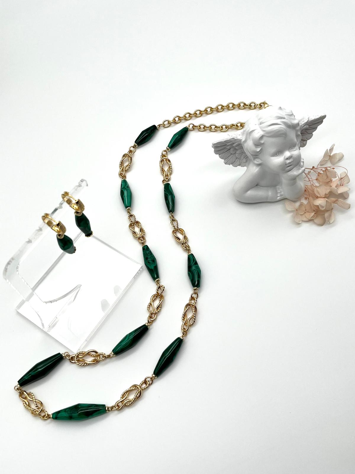 Eleganz in Grün – Schmuckset aus Malachit & Goldakzenten