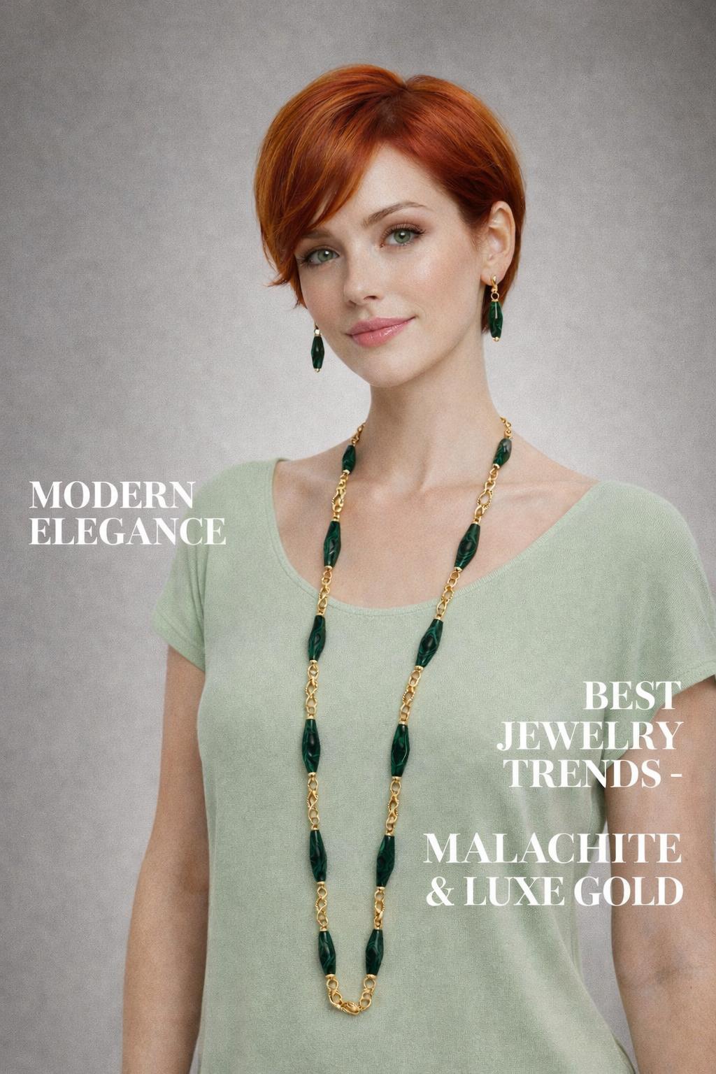 Eleganz in Grün – Schmuckset aus Malachit & Goldakzenten