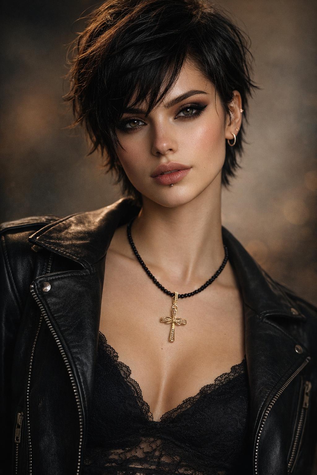 Edelsteinkette aus  Turmalin Schörl mit zwei Anhänger in gold