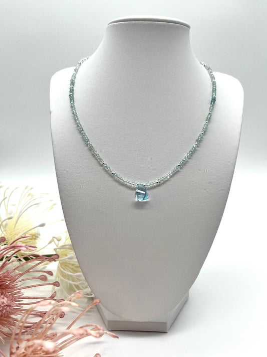 ✨Edelstein-Collier mit Aquamarin, Echt-Schmuck, Fein-Schmuck✨