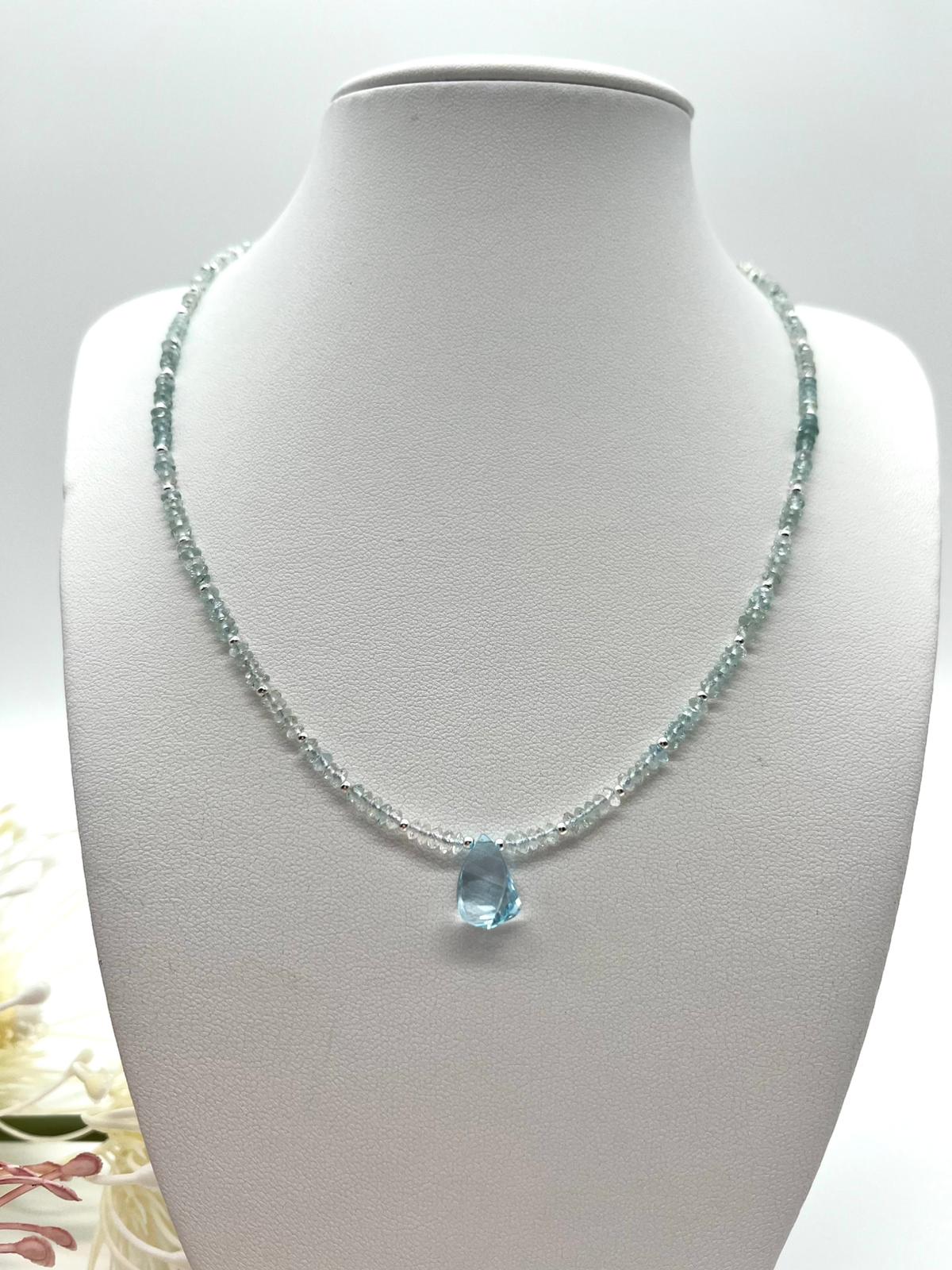 ✨Edelstein-Collier mit Aquamarin, Echt-Schmuck, Fein-Schmuck✨