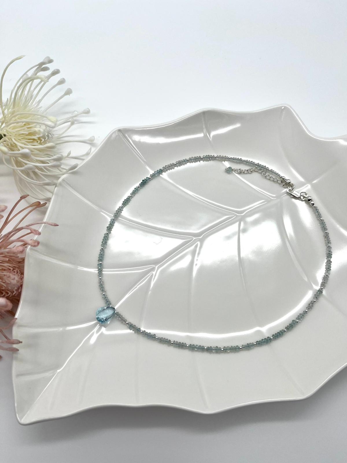 ✨Edelstein-Collier mit Aquamarin, Echt-Schmuck, Fein-Schmuck✨