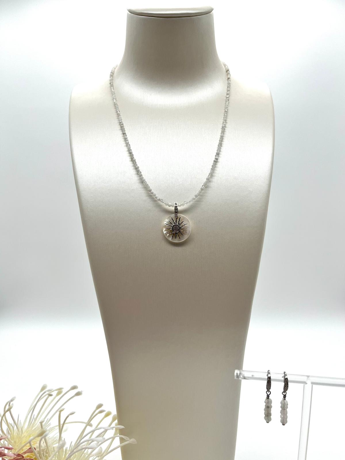 ✨Mondstein, Schmuckset mit Sonnen Anhänger, Edelsteinschmuck✨