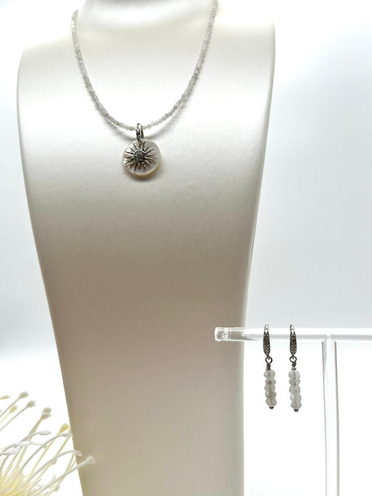✨Mondstein, Schmuckset mit Sonnen Anhänger, Edelsteinschmuck✨