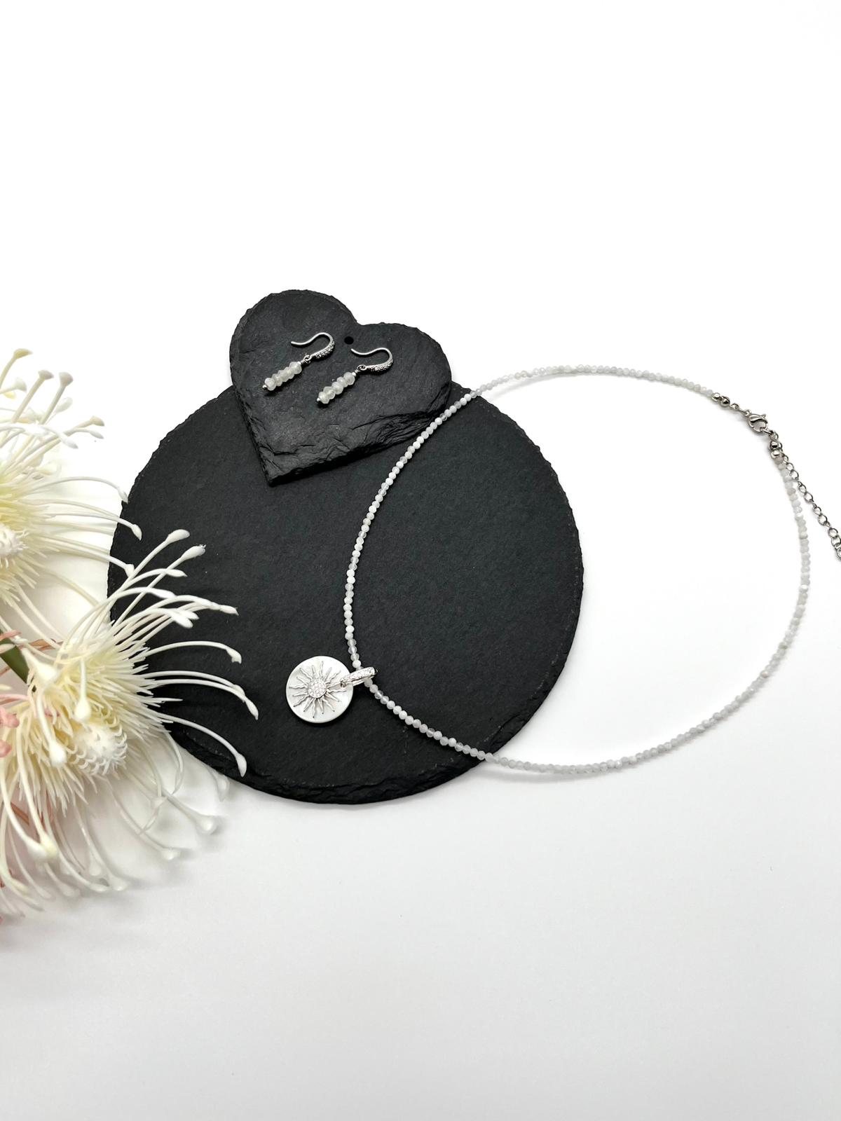 ✨Mondstein, Schmuckset mit Sonnen Anhänger, Edelsteinschmuck✨