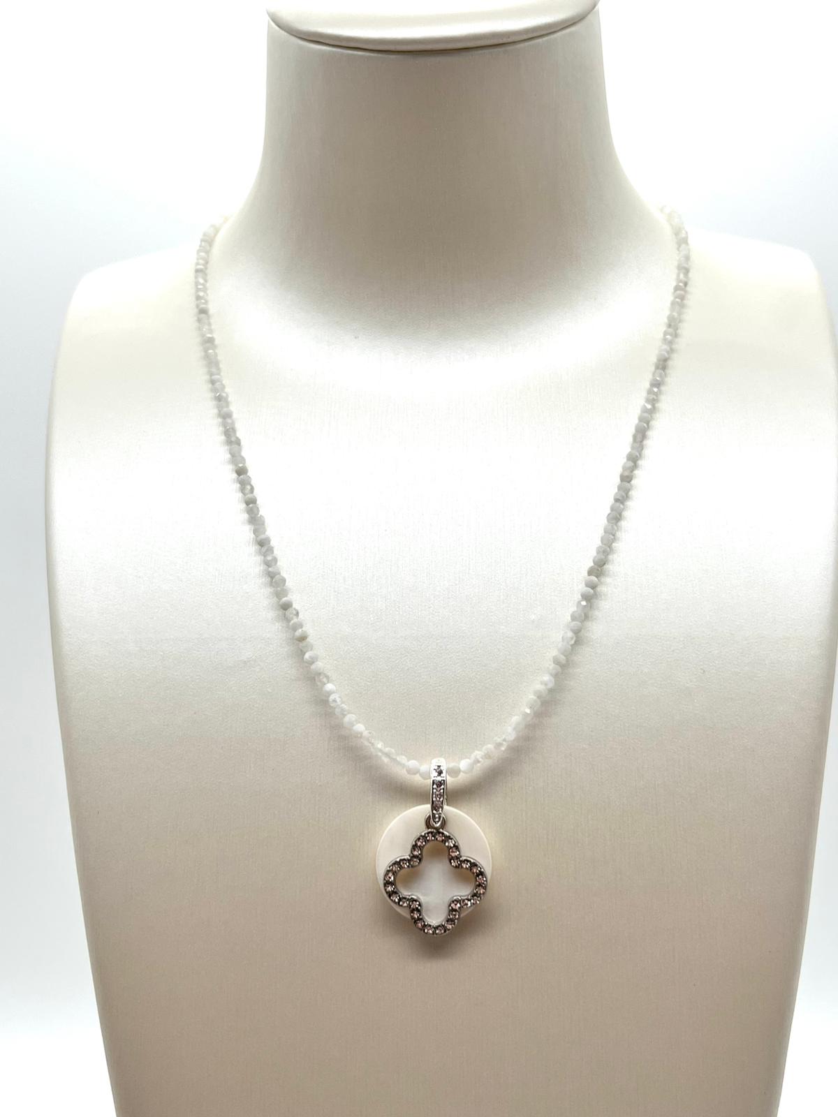 ✨Mondstein, Schmuckset mit Kleeblatt Anhänger, Edelsteinschmuck✨