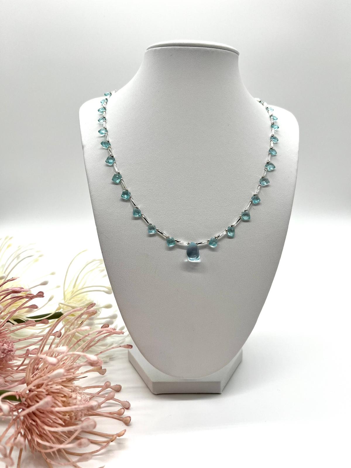 ✨Edelstein-Collier mit Aquamarin mit einer Brioletten Perle✨