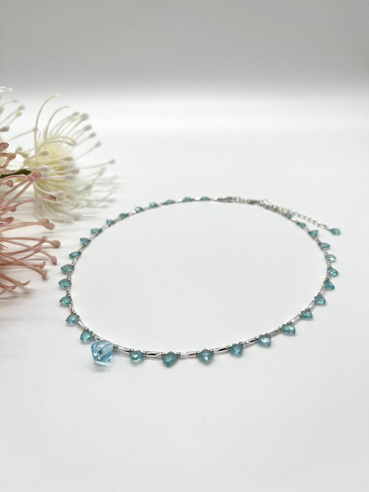 ✨Edelstein-Collier mit Aquamarin mit einer Brioletten Perle✨