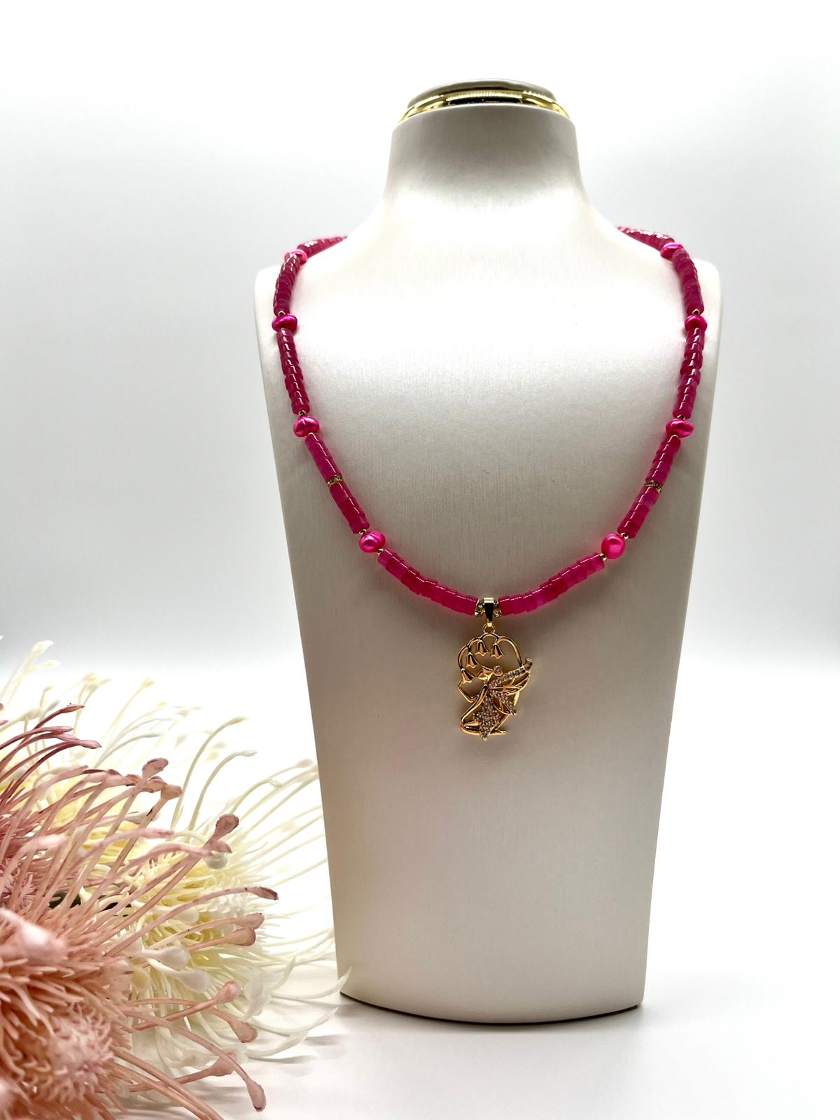 Edelstein Collier aus Jade und echten Perlen