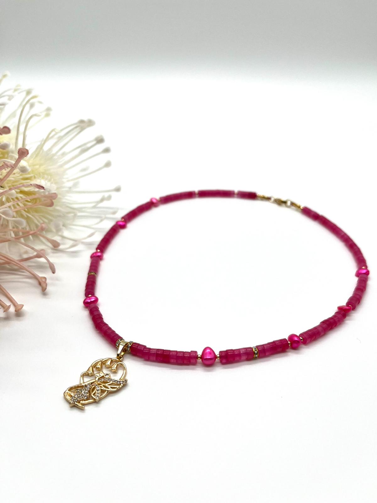 Edelstein Collier aus Jade und echten Perlen