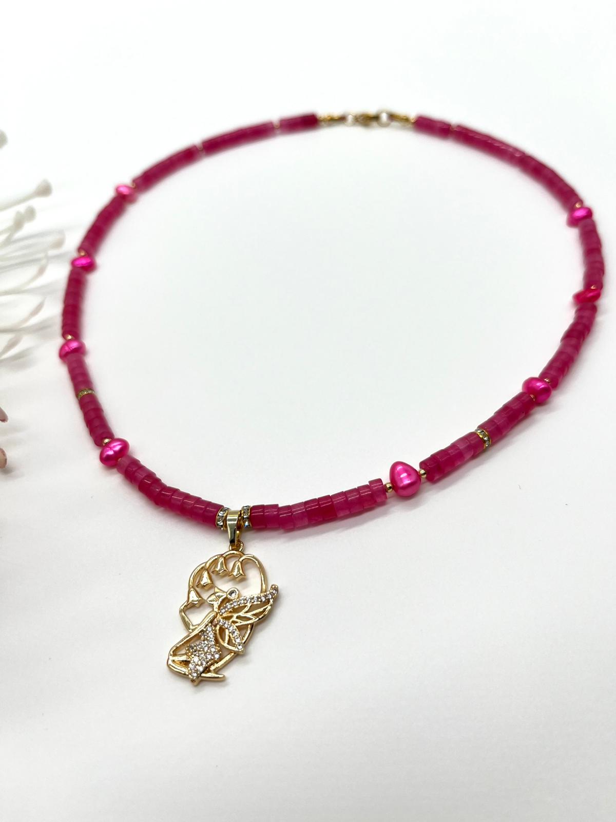 Edelstein Collier aus Jade und echten Perlen